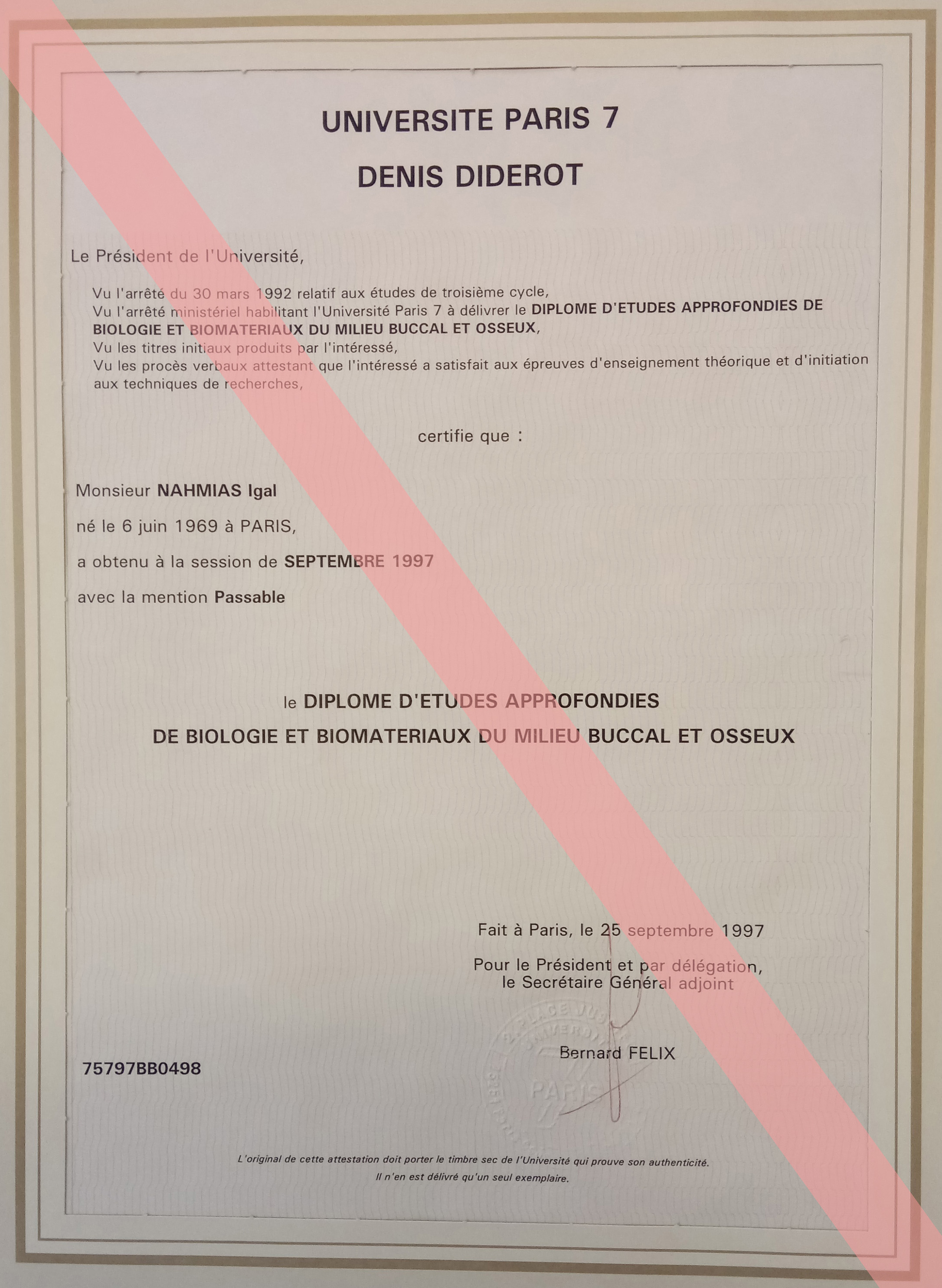 diplome orthodontiste